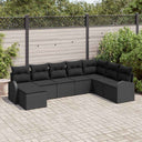 vidaXL Bankstel met kussen met opslag 8 pcs Zwart en Wit poly rattan