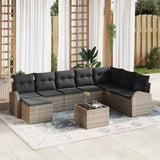 vidaXL Bankstel met kussen met opslag 8 pcs Zwart en Wit poly rattan