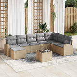 vidaXL Bankstel met kussen met opslag 8 pcs Zwart en Wit poly rattan