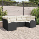vidaXL Tuinbank Set met kussen 6 pcs Zwart en Wit poly rattan