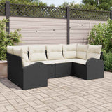 vidaXL Tuinbank Set met kussen 6 pcs Zwart en Wit poly rattan