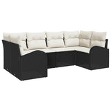 vidaXL Tuinbank Set met kussen 6 pcs Zwart en Wit poly rattan
