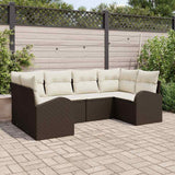 vidaXL Tuinbank Set met kussen 6 pcs Zwart en Wit poly rattan