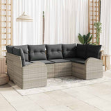 vidaXL Tuinbank Set met kussen 6 pcs Zwart en Wit poly rattan
