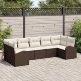 vidaXL Tuinbank Set met kussen 7 pcs Zwart en Wit poly rattan
