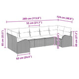vidaXL Tuinbank Set met kussen 7 pcs Bruin en Rood poly rattan