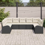 vidaXL Tuinbank Set met kussen 9 pcs Zwart en Wit poly rattan