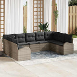 vidaXL Tuinbank Set met kussen 9 pcs Zwart en Wit poly rattan