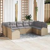vidaXL Tuinbank Set met kussen 9 pcs Zwart en Wit poly rattan
