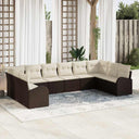 vidaXL Tuinbank Set met kussen 10 pcs Zwart en Wit poly rattan