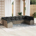 vidaXL Tuinbank Set met kussen 10 pcs Zwart en Wit poly rattan