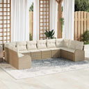 vidaXL Tuinbank Set met kussen 10 pcs Zwart en Wit poly rattan