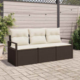 vidaXL Garden Bench Set with Cushion 3 pcs Black and White poly rattan