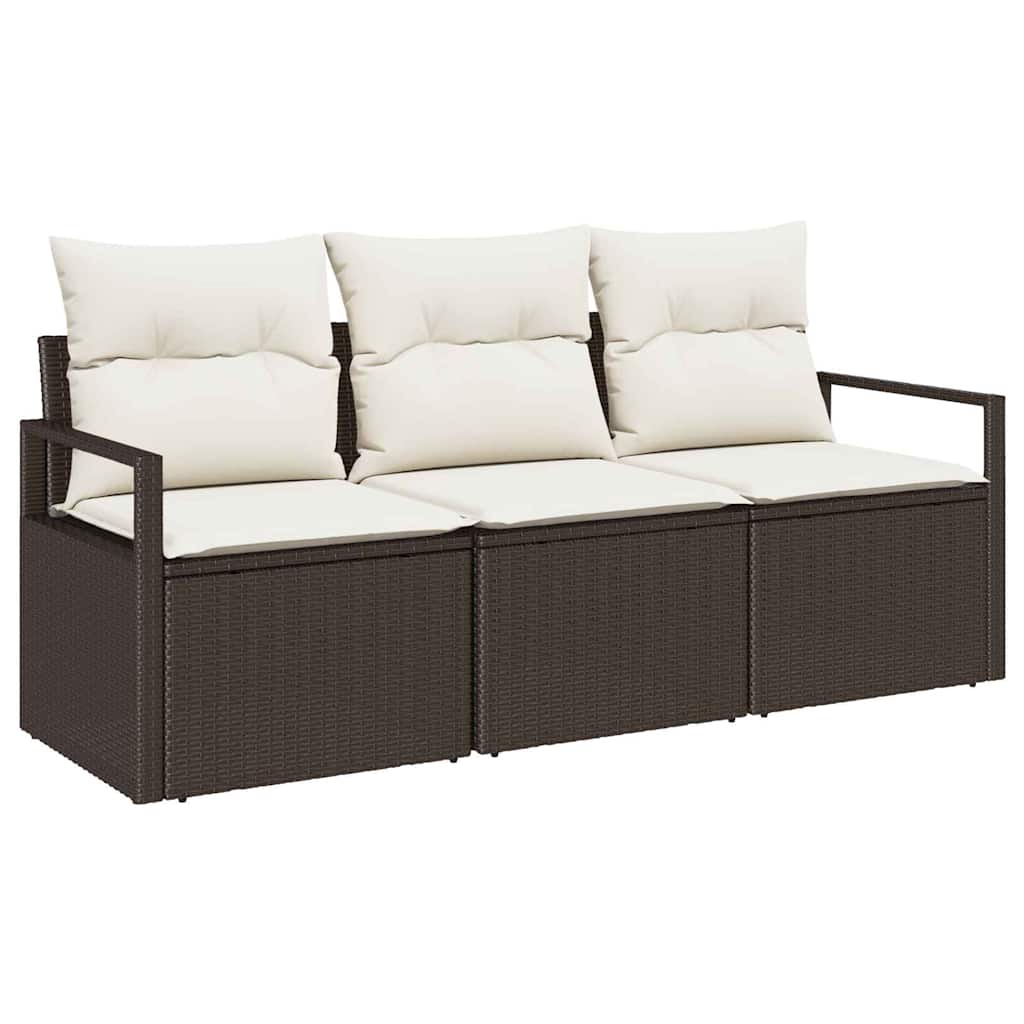 vidaXL Garden Bench Set with Cushion 3 pcs Black and White poly rattan