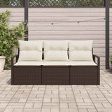 vidaXL Garden Bench Set with Cushion 3 pcs Black and White poly rattan