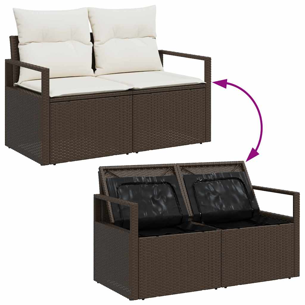 vidaXL Garden Bench Set with Cushion 3 pcs Black and White poly rattan