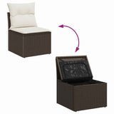 vidaXL Garden Bench Set with Cushion 3 pcs Black and White poly rattan