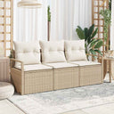 vidaXL Garden Bench Set with Cushion 3 pcs Black and White poly rattan