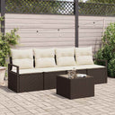 vidaXL Bankstel met kussen met opslag 5 pcs Zwart en Crème poly rattan