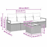 vidaXL Bankstel met kussen met opslag 5 pcs Zwart en Crème poly rattan