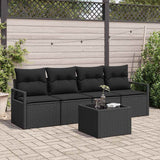 vidaXL Bankstel met kussen met opslag 5 pcs Zwart en Crème poly rattan