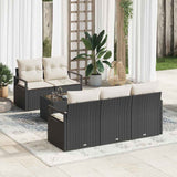 vidaXL Tuinbank Set met kussen 6 pcs Zwart en Crème poly rattan