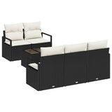vidaXL Tuinbank Set met kussen 6 pcs Zwart en Crème poly rattan