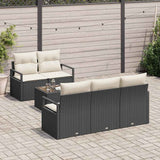 vidaXL Tuinbank Set met kussen 6 pcs Zwart en Crème poly rattan