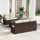 vidaXL Tuinbank Set met kussen 6 pcs Zwart en Crème poly rattan