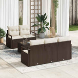 vidaXL Tuinbank Set met kussen 6 pcs Zwart en Crème poly rattan