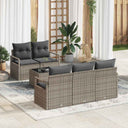 vidaXL Tuinbank Set met kussen 6 pcs Zwart en Crème poly rattan