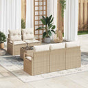 vidaXL Tuinbank Set met kussen 6 pcs Zwart en Crème poly rattan