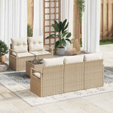 vidaXL Tuinbank Set met kussen 6 pcs Zwart en Crème poly rattan