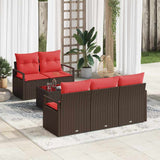 vidaXL Garden Sofa Set with Cushions 6 pcs Beige and Red poly rattan