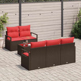 vidaXL Garden Sofa Set with Cushions 6 pcs Beige and Red poly rattan