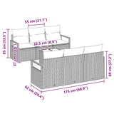 vidaXL Tuinbank Set met kussen 7 pcs Zwart en Crème poly rattan