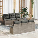 vidaXL Tuinbank Set met kussen 7 pcs Zwart en Crème poly rattan