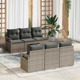 vidaXL Tuinbank Set met kussen 7 pcs Zwart en Crème poly rattan