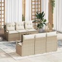 vidaXL Tuinbank Set met kussen 7 pcs Zwart en Crème poly rattan