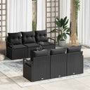 vidaXL Tuinbank Set met kussen 7 pcs Zwart en Crème poly rattan