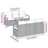 vidaXL Tuinbank Set met kussen 7 pcs Beige en Rood poly rattan
