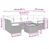 vidaXL Tuinbank Set 7 pcs Zwart en Crème Poly rattan, staal en glas