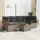 vidaXL Tuinbank Set 7 pcs Zwart en Crème Poly rattan, staal en glas