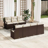vidaXL Tuinbank Set 8 pcs Zwart en Crème Poly rattan, staal en glas