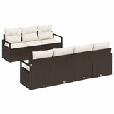 vidaXL Tuinbank Set 8 pcs Zwart en Crème Poly rattan, staal en glas