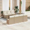 vidaXL Tuinbank Set 8 pcs Zwart en Crème Poly rattan, staal en glas