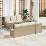 vidaXL Tuinbank Set 8 pcs Zwart en Crème Poly rattan, staal en glas