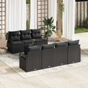 vidaXL Tuinbank Set 8 pcs Zwart en Crème Poly rattan, staal en glas