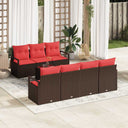 vidaXL Tuinbank Set met kussen 8 pcs Beige en Rood poly rattan