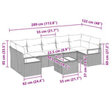 vidaXL Tuinbank Set 8 pcs Zwart en Crème Poly rattan, staal en glas